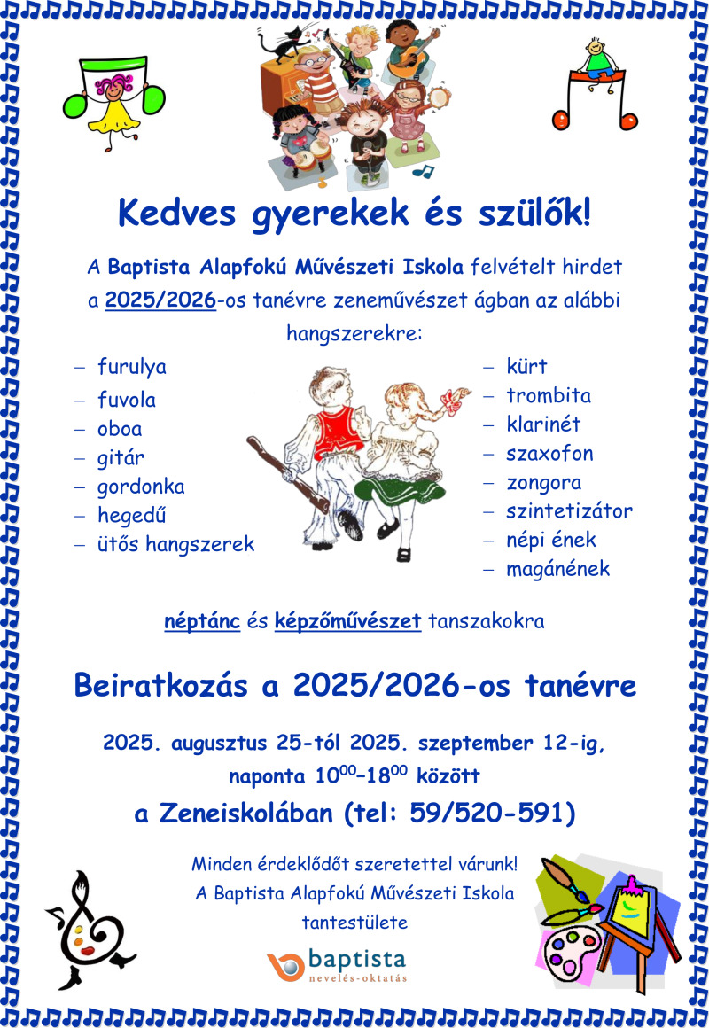 Pótbeiratkozás a 2025/2026-os tanévre